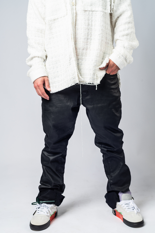 Black Waxxed Flare Denim - Legacy Edition